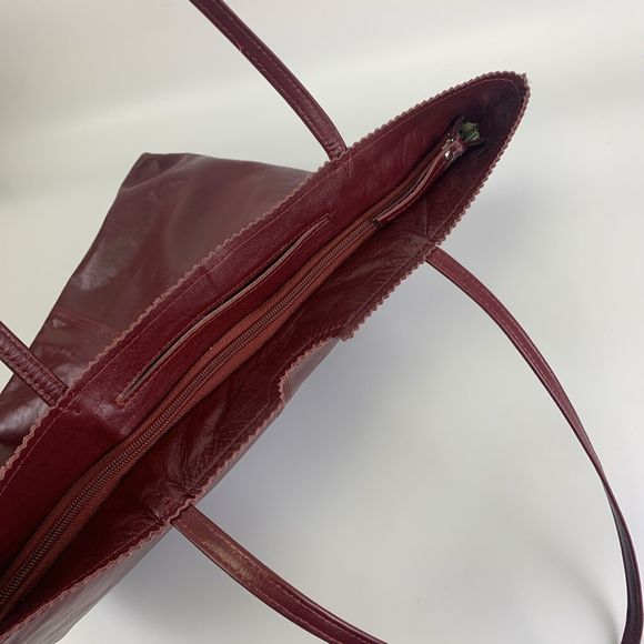 Latico Nora Tote Red Leather Shoulder Bag Double Strap Floral Lined Lightweight - Picture 5 of 16